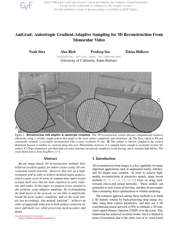AniGrad: Adaptive 3D Reconstruction | PDF | Voxel | Rendering (Computer ...