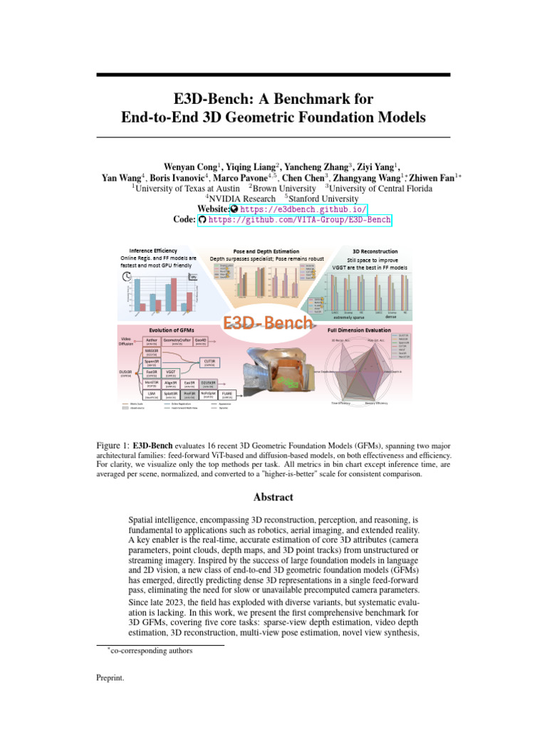 Cong Et Al. - 2025 - E3D-Bench A Benchmark For End-To-End 3D Geometric ...