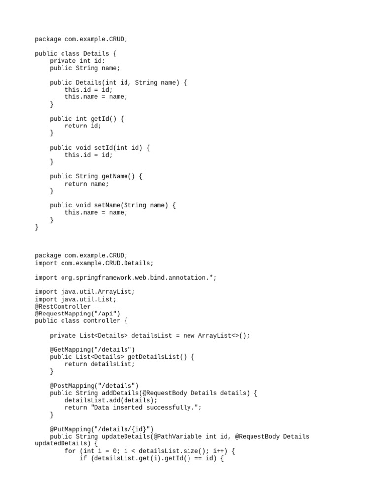 Spring Boot CRUD API Example | PDF