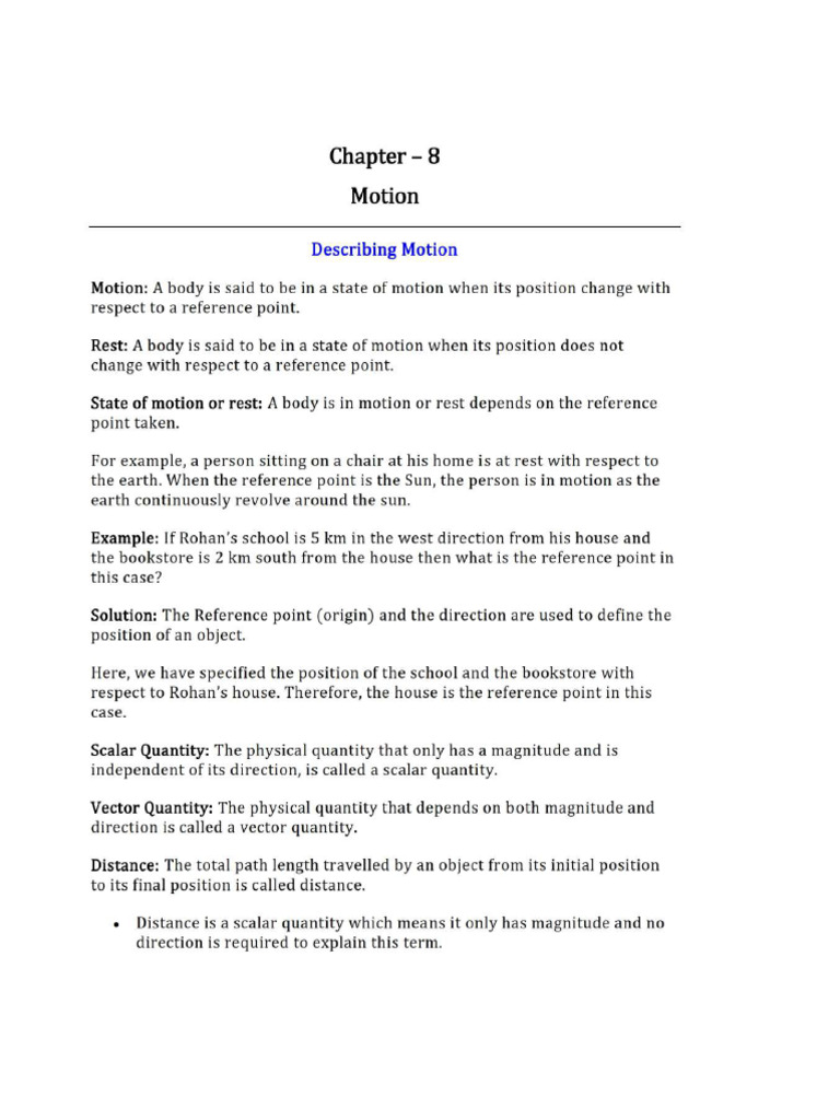 Science Notes Motion | PDF