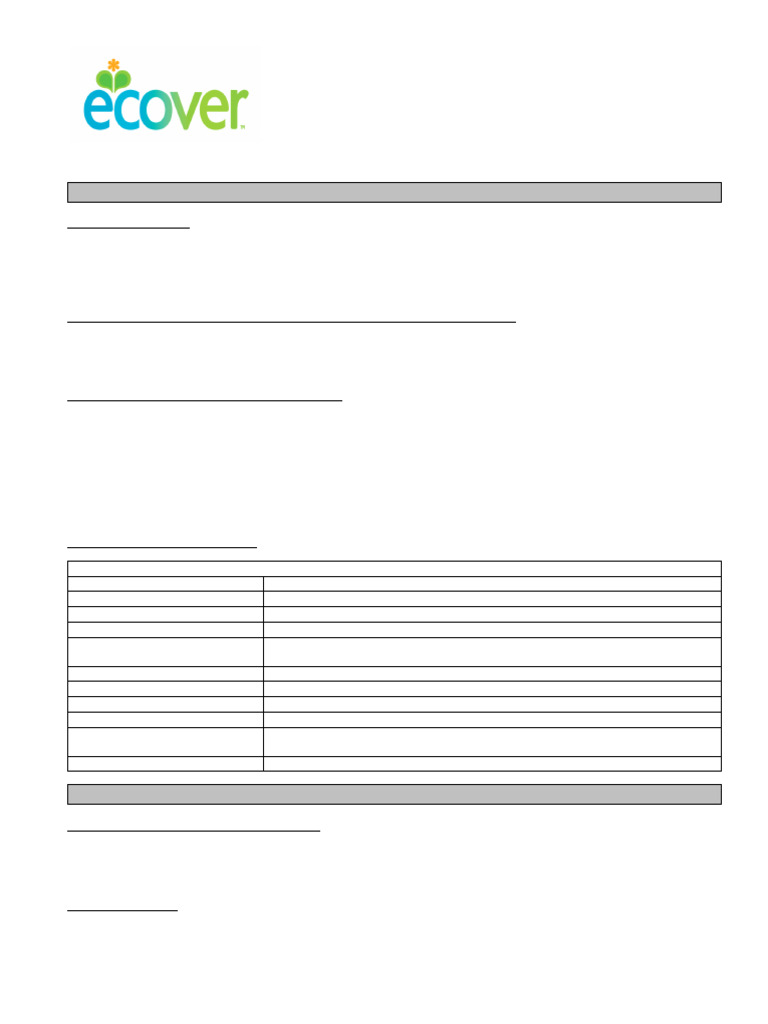 Ecover Multi Surface Spray Safety Data | PDF | Toxicity | Personal ...