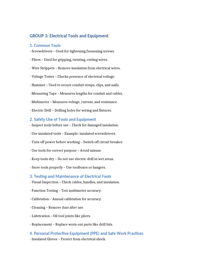 Essential Electrical Tools & Safety Guide | PDF