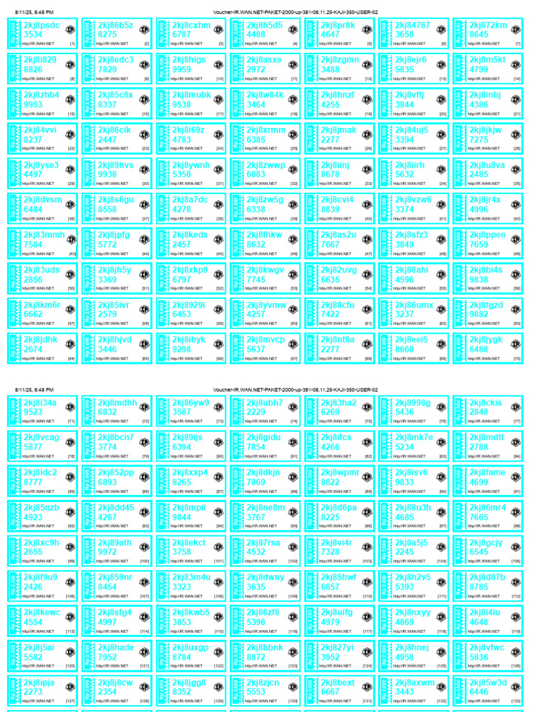 Voucher-IR.WAN.NET-PAKET-2000-up-381-08.11.25-KAJI-350-USER-02 | PDF
