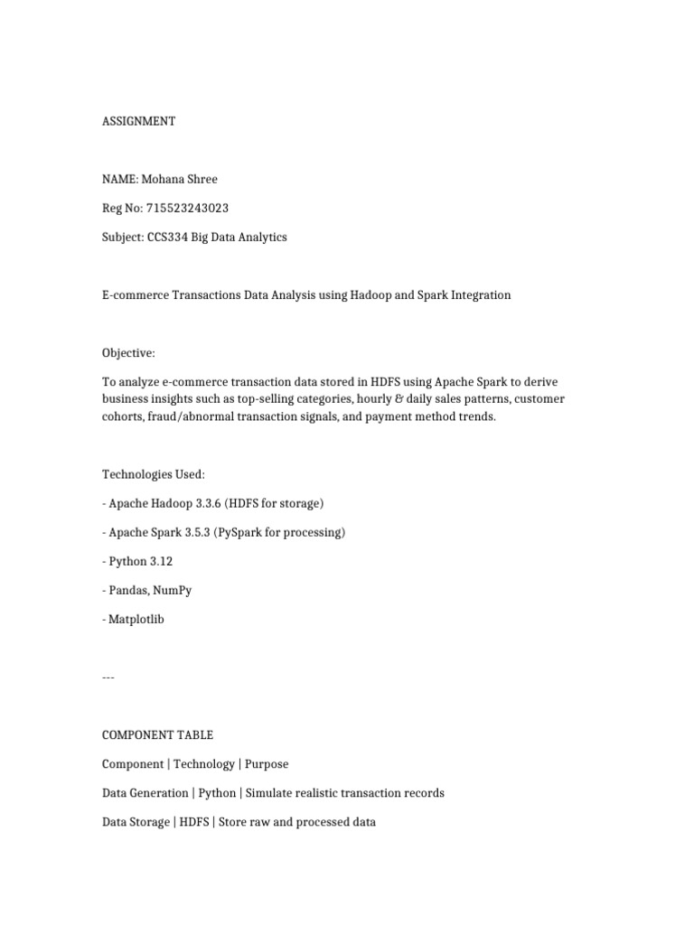 E-commerce Data Analysis with Spark | PDF