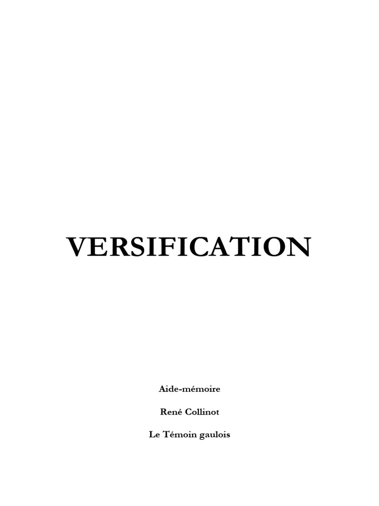 Guide de la versification poétique | PDF | Muses | Poésie