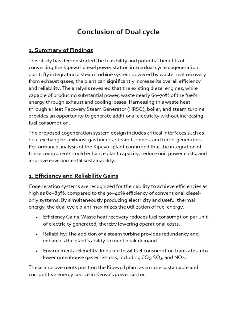 Conclusion Dual Cycle Reserch Papre | PDF | Cogeneration | Efficient ...