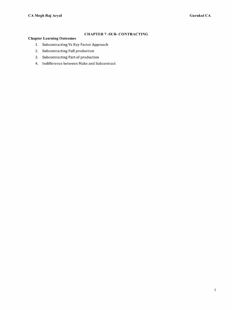 Sub Contracting Printable | PDF