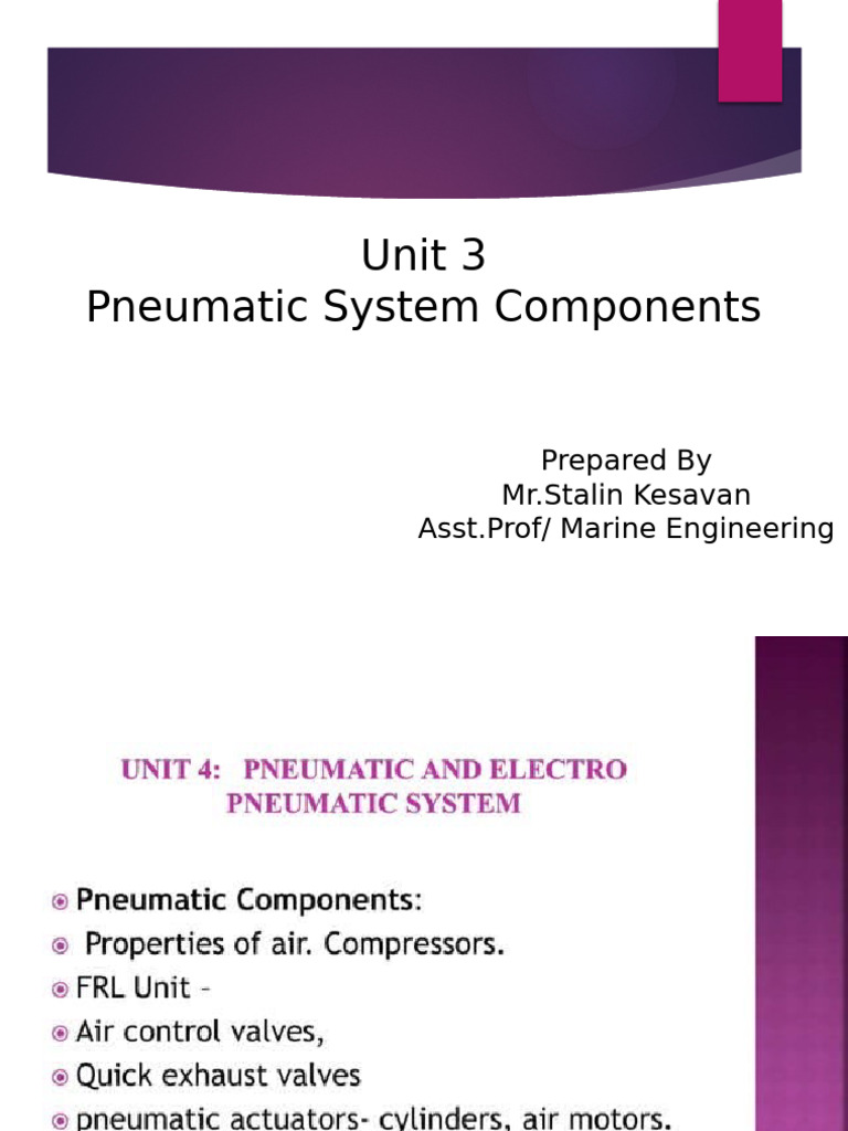 Pneumatic System Components Overview | PDF