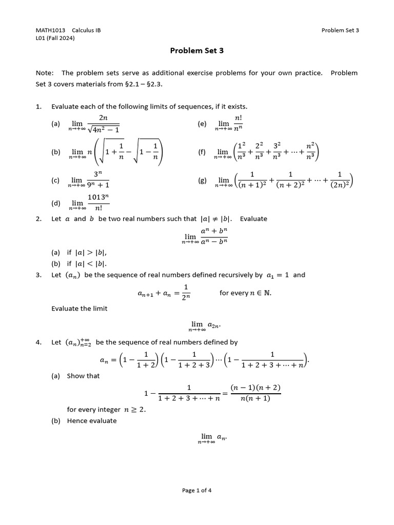 1013L1 Problem Set 3 - 612049626 | PDF | Real Number | Function ...