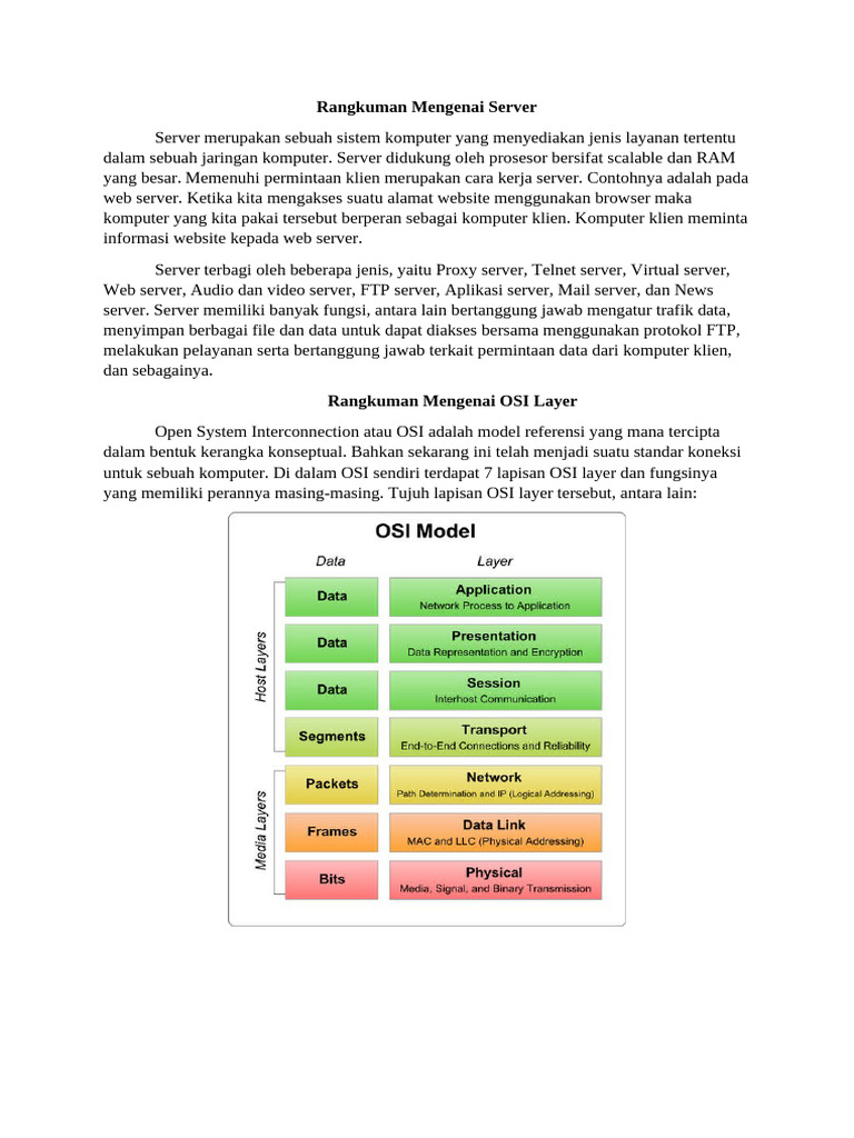 Panduan Lengkap Server dan OSI Layer | PDF