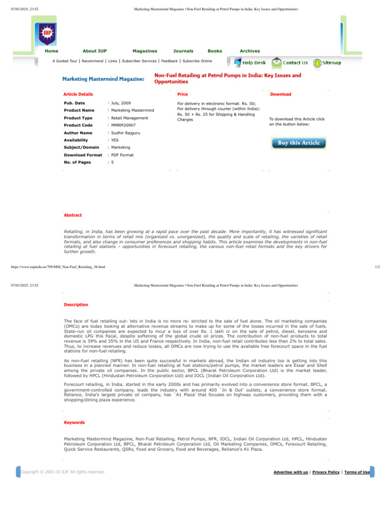 Non-Fuel Retailing at Petrol Pumps | PDF | Filling Station | Retail
