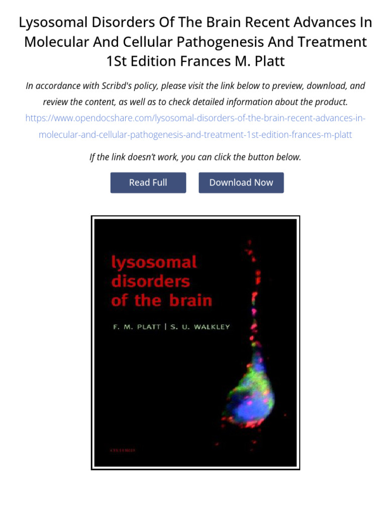 Lysosomal Disorders of the Brain Recent Advances in Molecular and ...
