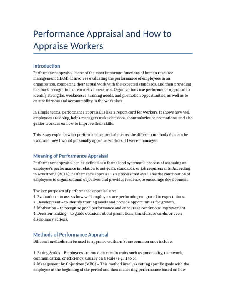 Performance Appraisal Methods Explained | PDF | Performance Appraisal ...
