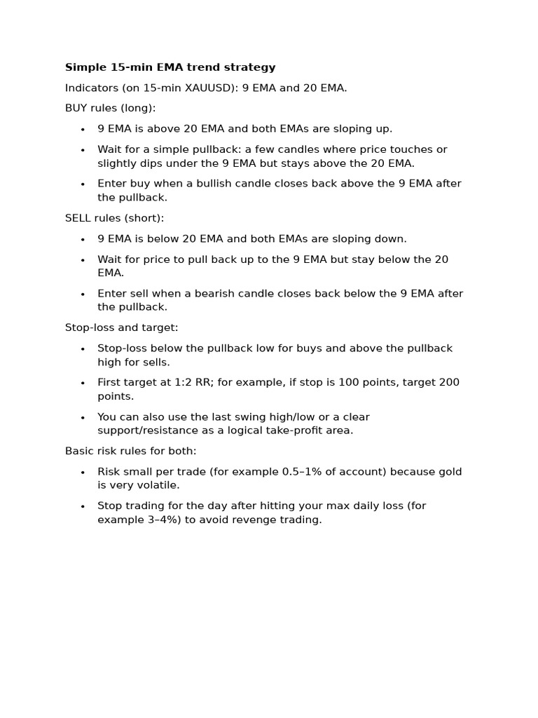 15-Minute EMA Trading Strategy for XAUUSD | PDF