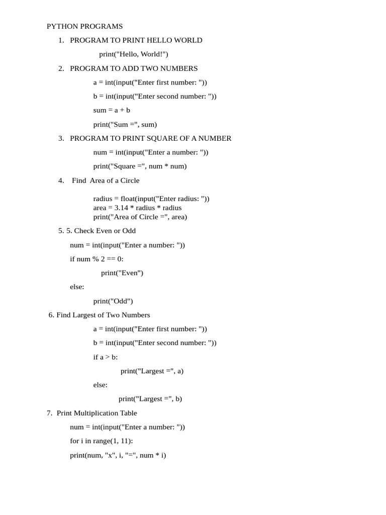 Python Programs for Beginners | PDF | Computer Programming | Software ...