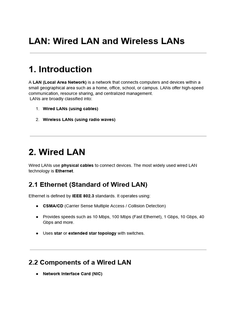 Wired vs Wireless LAN Overview | PDF | Wavelength Division Multiplexing ...