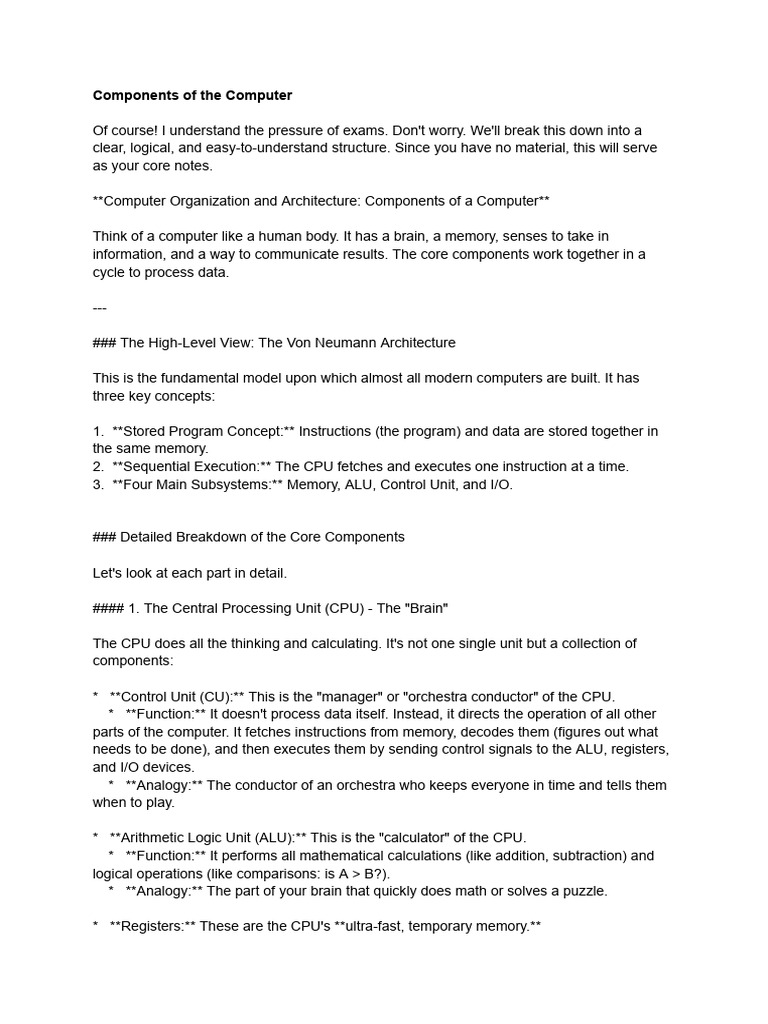 Core Components of a Computer System | PDF | Central Processing Unit ...