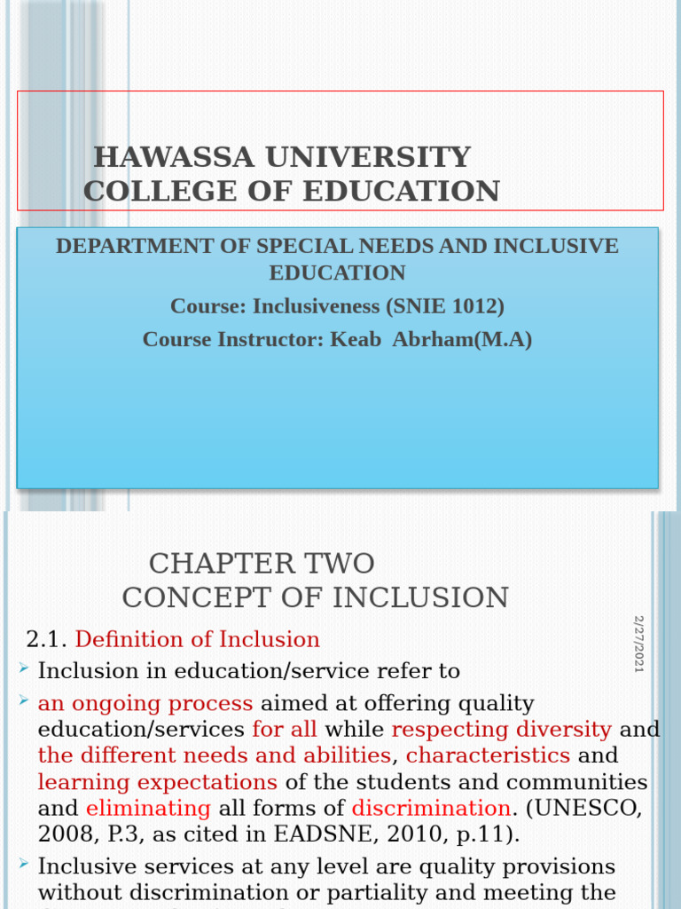 Inclusiveness-Capter Two by Keab A. | PDF | Inclusion (Education ...