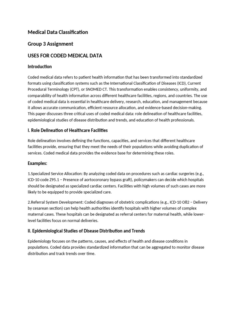 Uses of Coded Medical Data in Healthcare | PDF | Health Care | Epidemiology