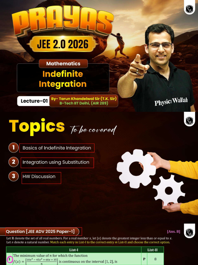 Indefinite Integration 01 Class Notes.pdf | PDF