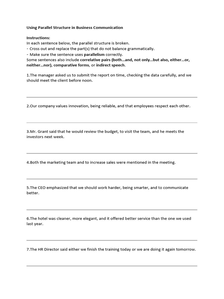 Mastering Parallel Structure in Business Writing | PDF