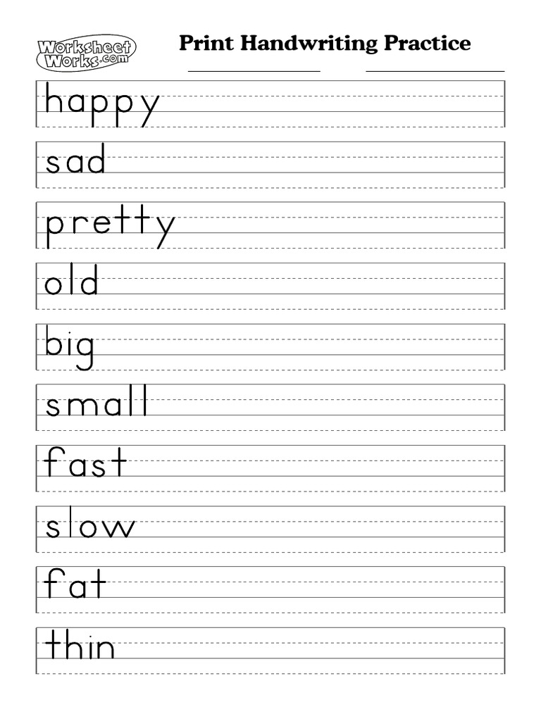 WorksheetWorks Print Handwriting Practice 1 | PDF