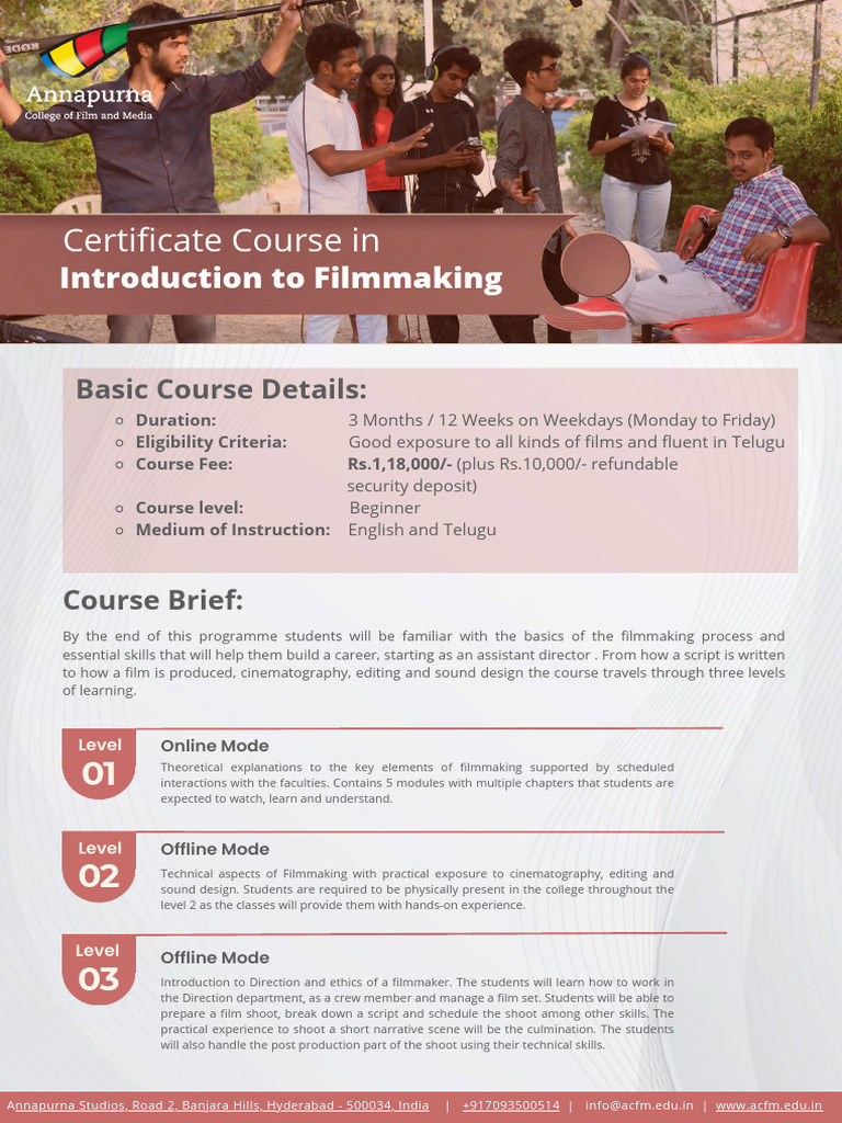 Beginner Filmmaking Course in Hyderabad | PDF | Screenplay | Filmmaking
