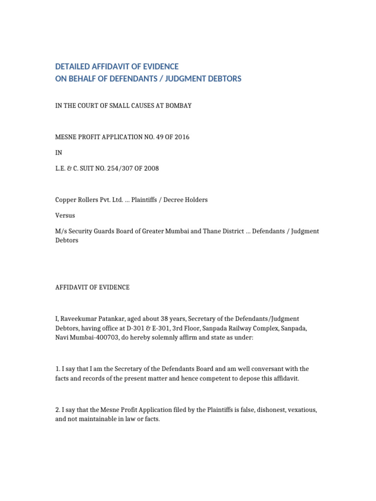 Final Detailed Affidavit of Evidence With Exhibits | PDF | Lawsuit ...