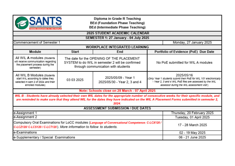 2025 Academic Calendar for Education Programs | PDF | Academic Term ...