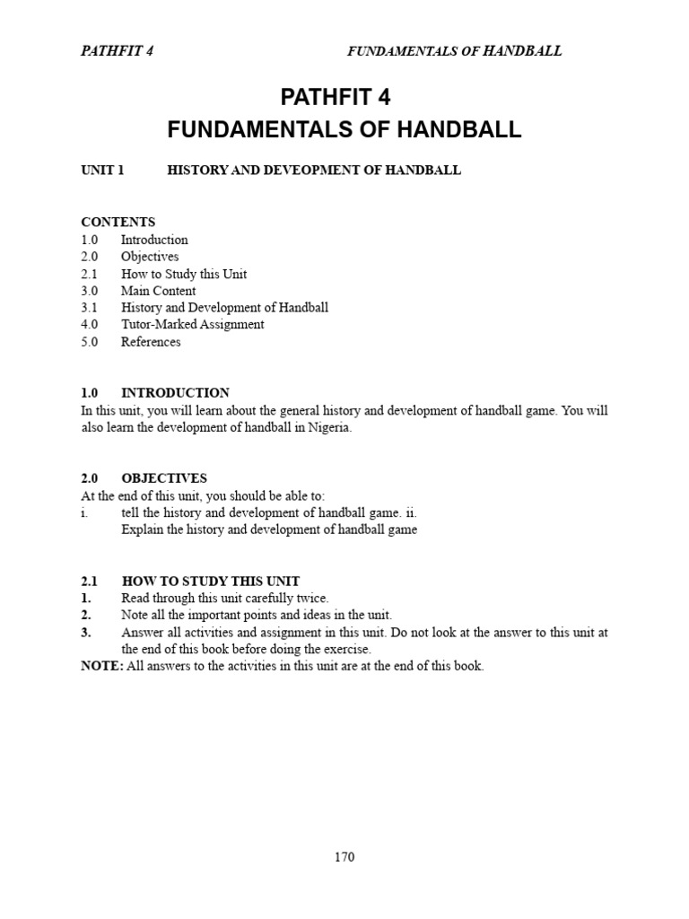 History and Development of Handball | PDF | Sports | Ball Games