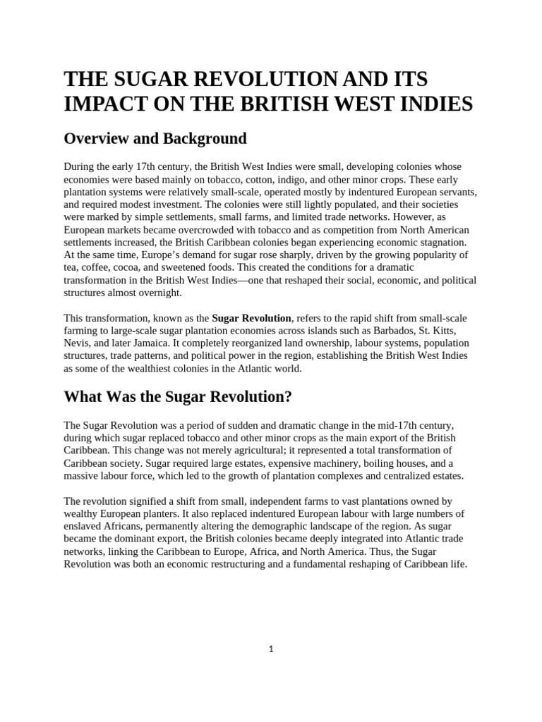 Impact of the Sugar Revolution in the Caribbean | PDF | Cost Of Living ...