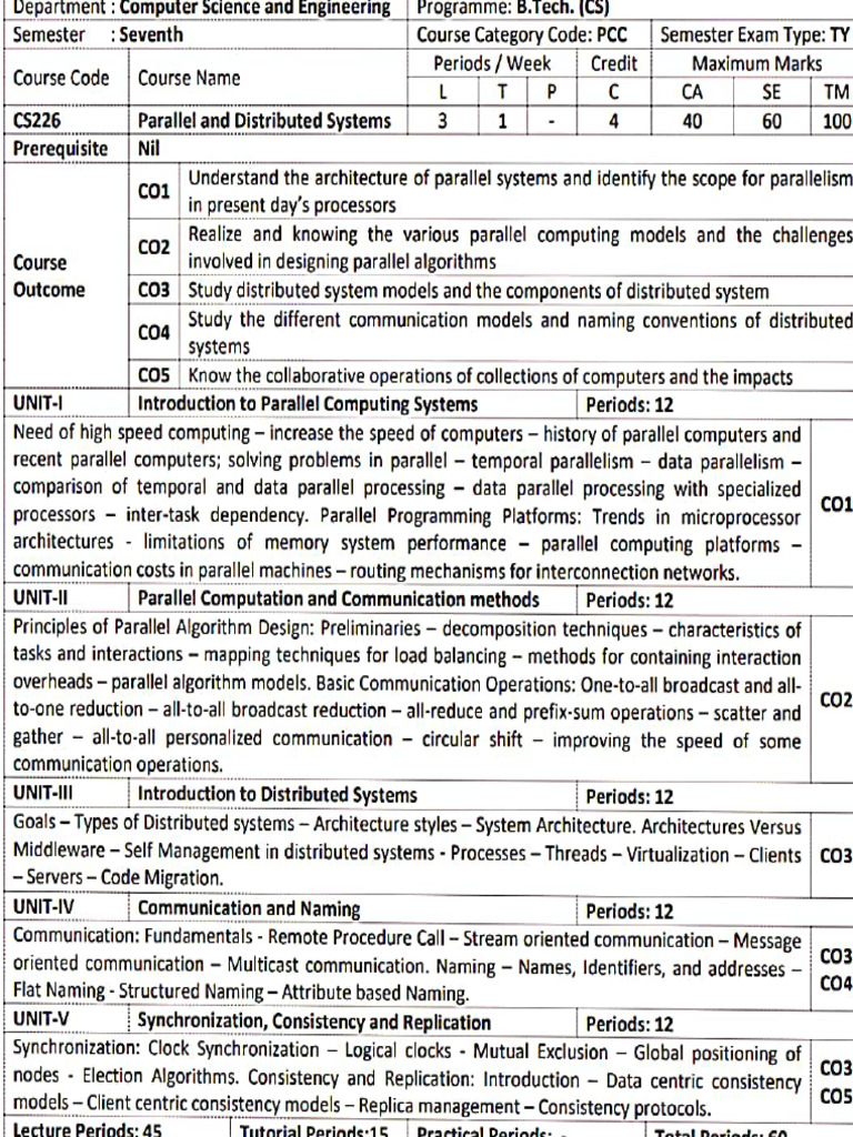 Parallel and Distributed Systems Course Overview | PDF | Parallel ...