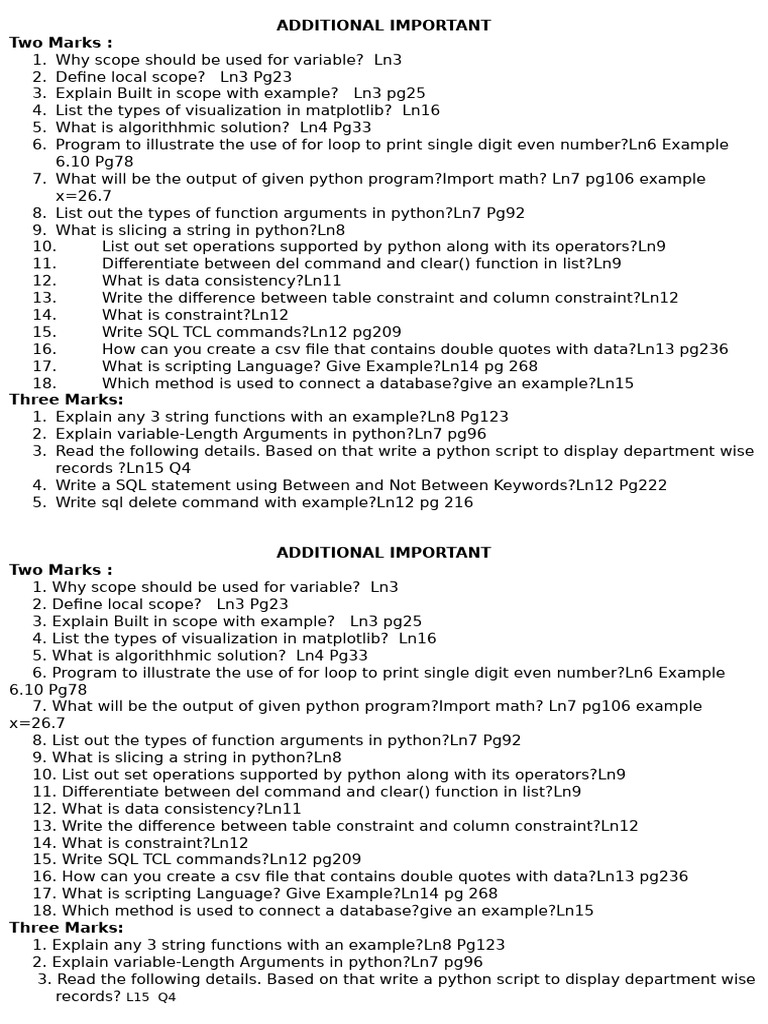Python Programming Concepts and SQL Guide | PDF | Scope (Computer ...