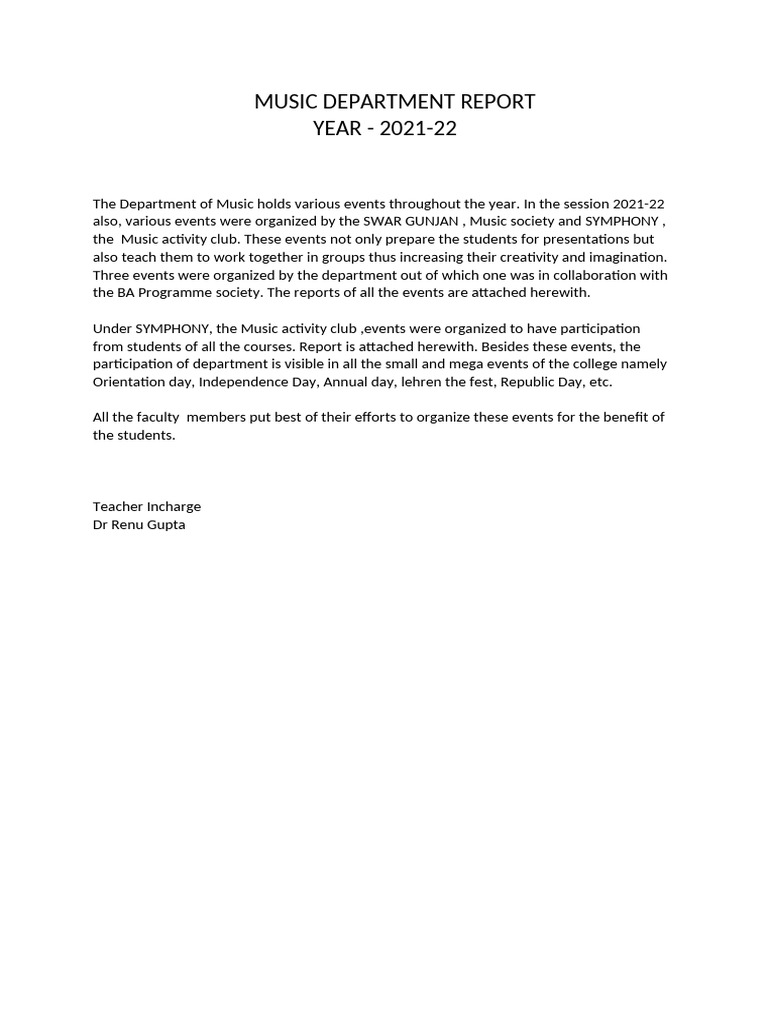 Music Department Report21-22 | PDF