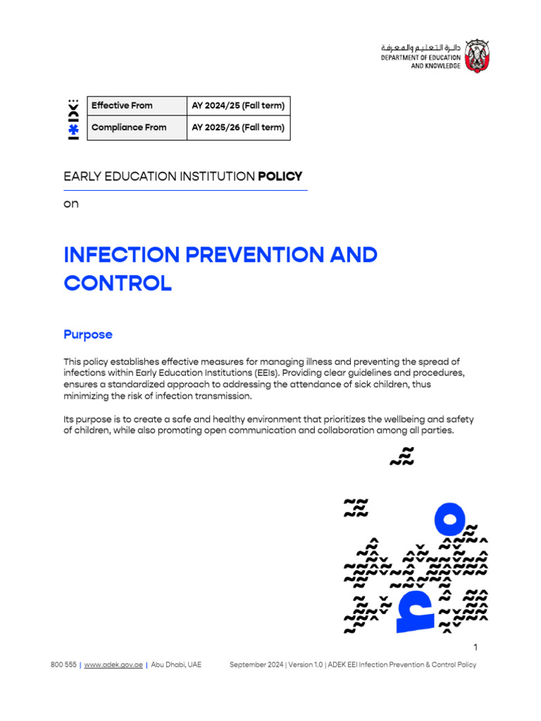ADEK_EEI_Infection Prevention and Control Policy_EN | PDF | Hand ...