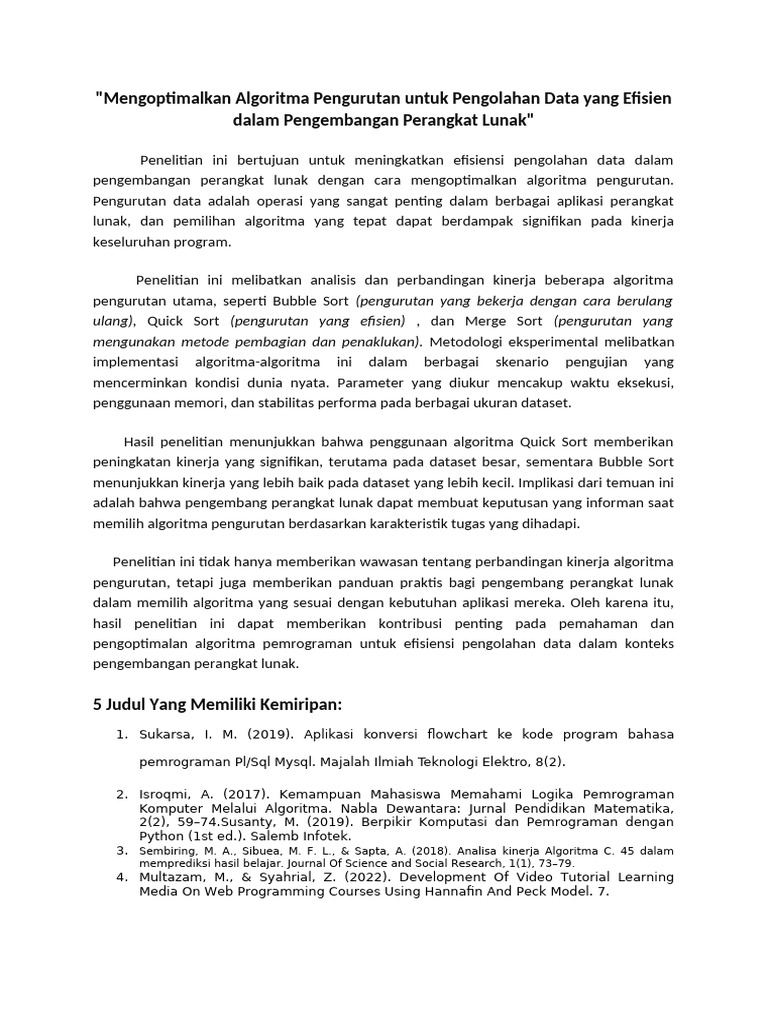 Optimasi Algoritma Pengurutan Data | PDF