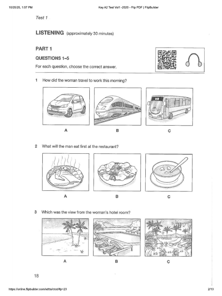 A2 Listening Test 1 | PDF