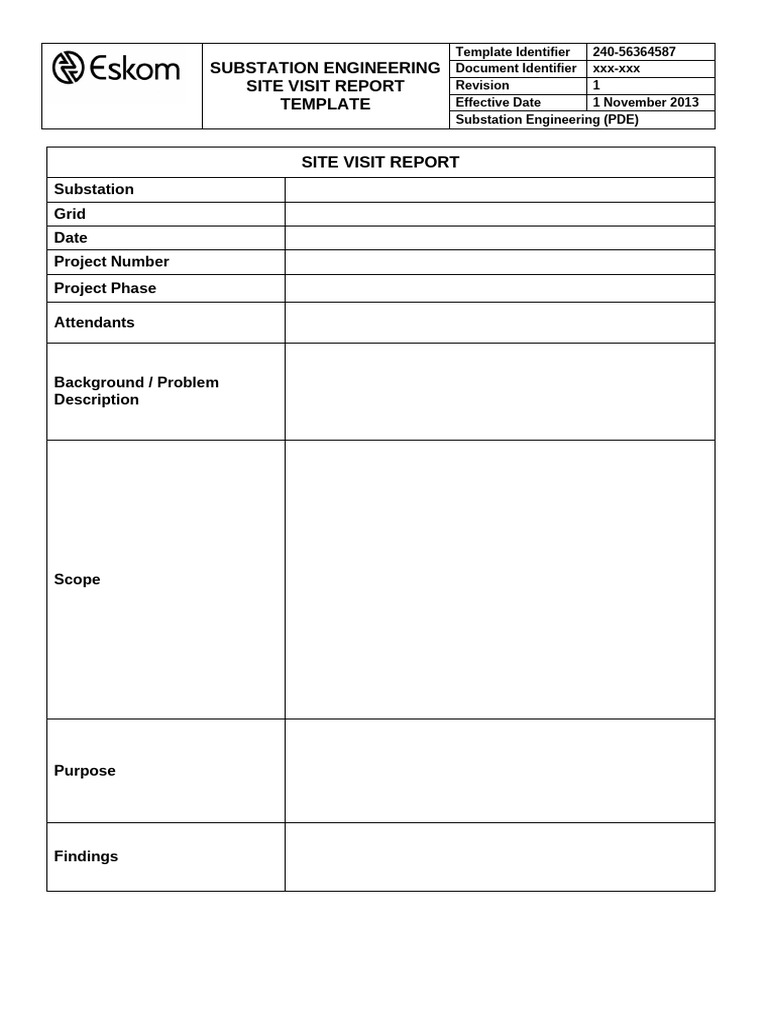 240-56364587 Site Visit Report Rev.01 | PDF