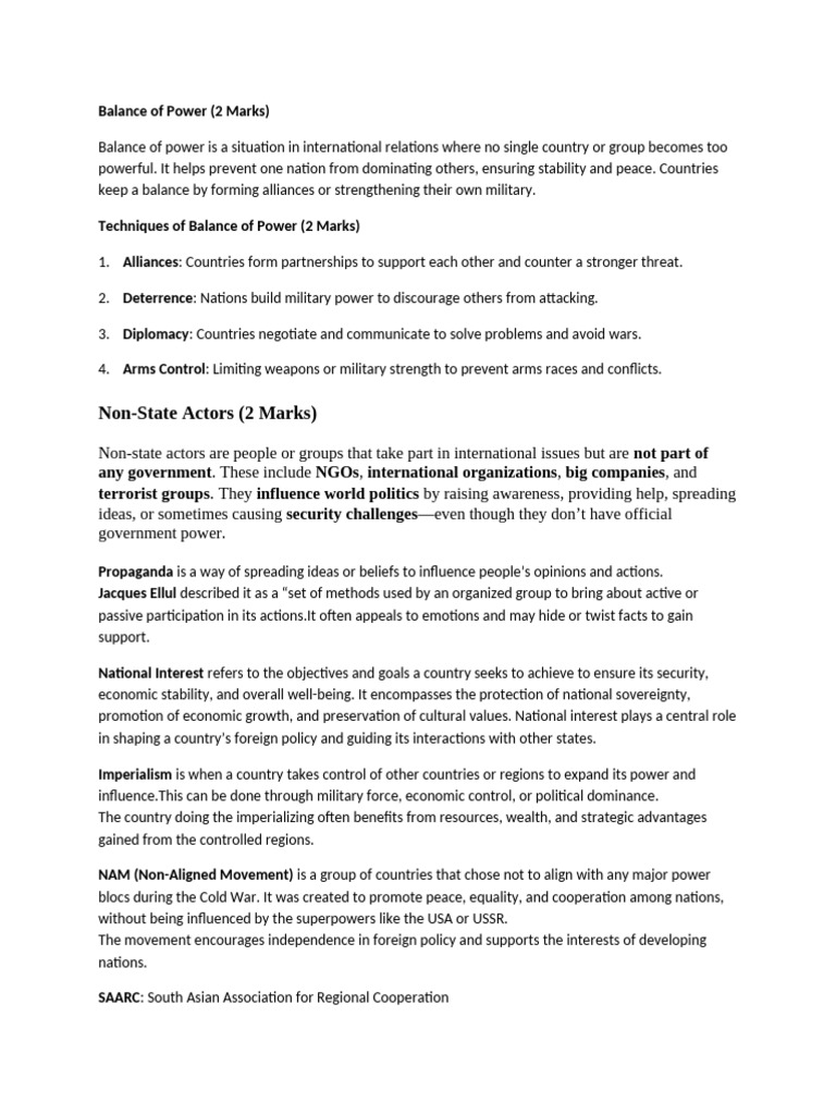 Understanding Balance of Power in International Relations | PDF | Non ...