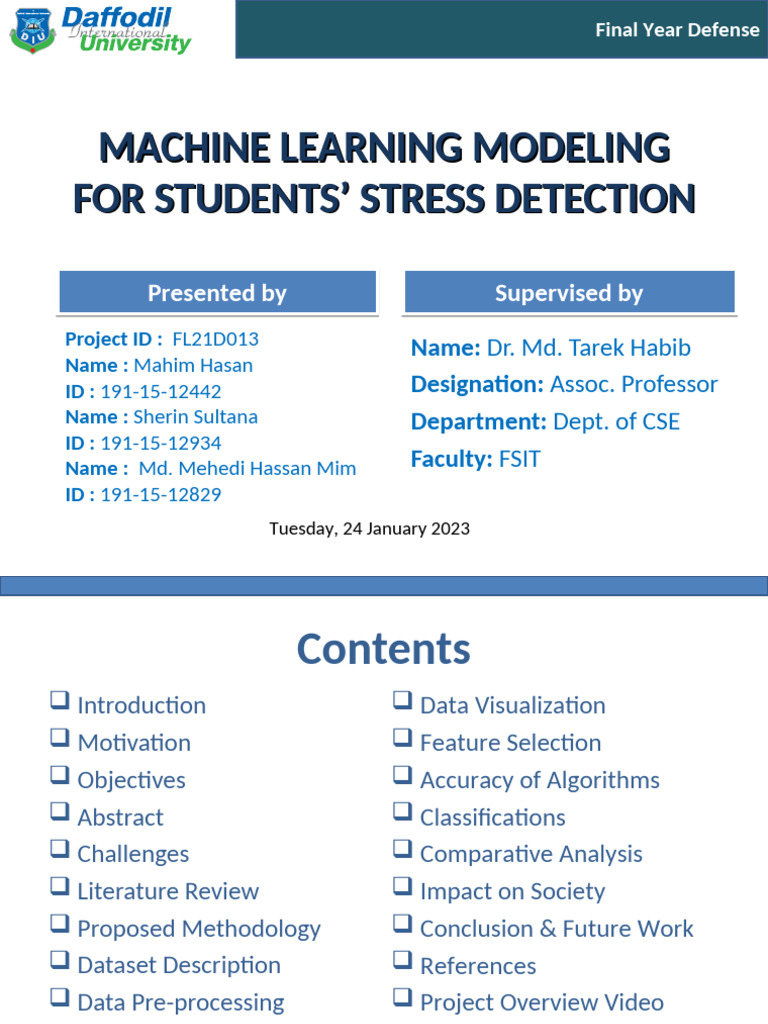 Machine Learning for Student Stress Detection | PDF | Machine Learning ...