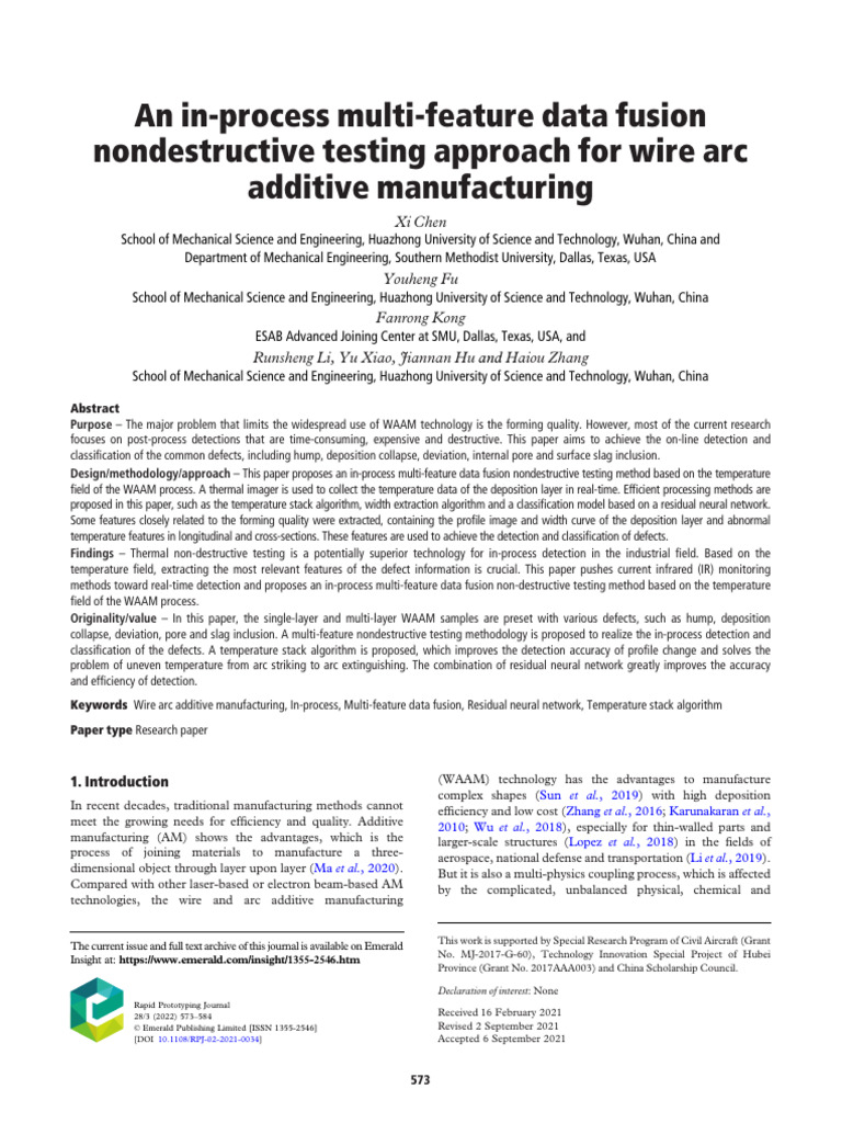 An in Process Multi Feature Data Fusion Nondestructive Testing Approach ...