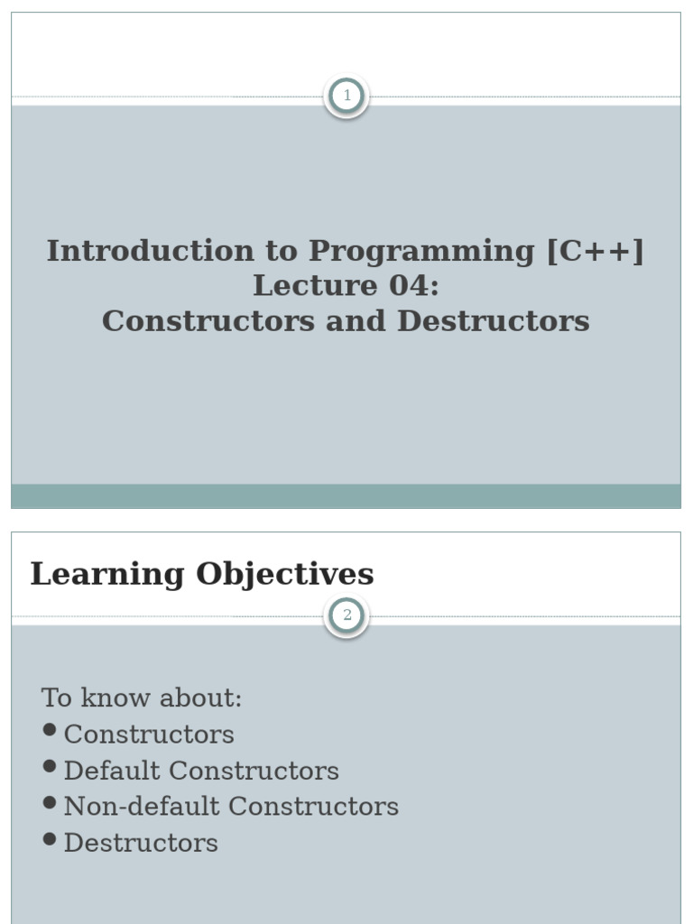 C++ Constructors and Destructors Guide | PDF | Constructor (Object ...