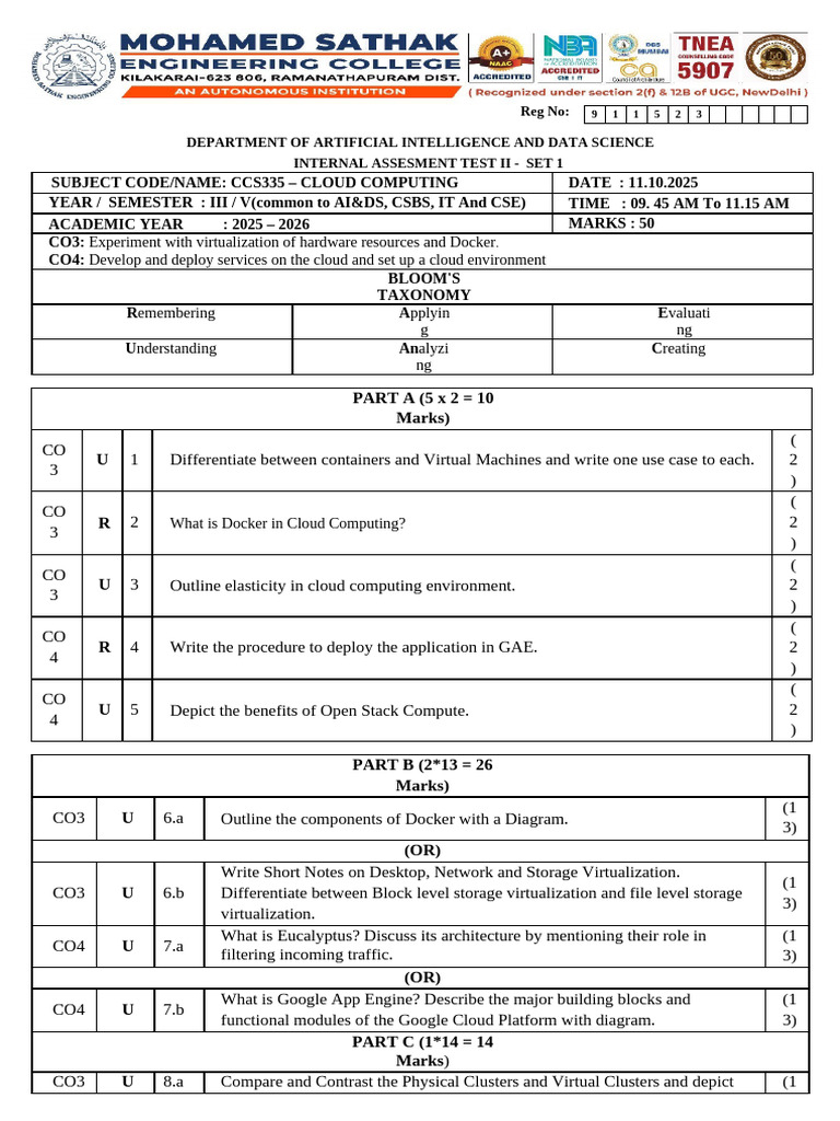 Cloud Computing Assessment Test 2025 | PDF | Cloud Computing ...