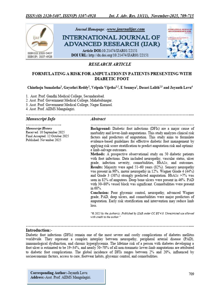 Diabetic Foot Amputation Risk Factors | PDF | Amputation | Diabetes