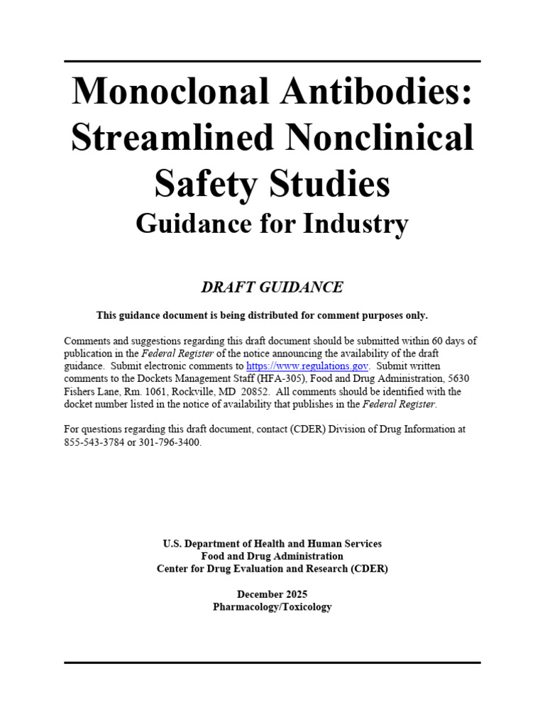 Monoclonal Antibodies Safety Study Guidance | PDF | Pharmacology | Food ...