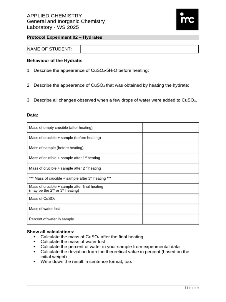 02 Experiment - Hydrates Protocol | PDF