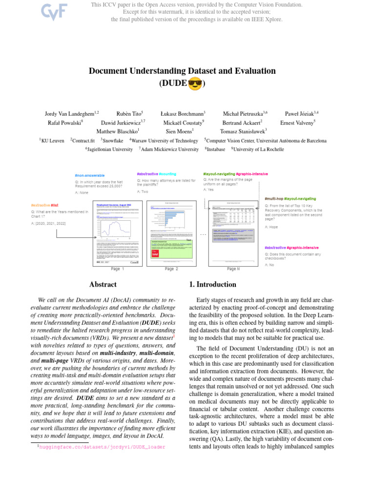 Van Landeghem Document Understanding Dataset and Evaluation DUDE ICCV ...