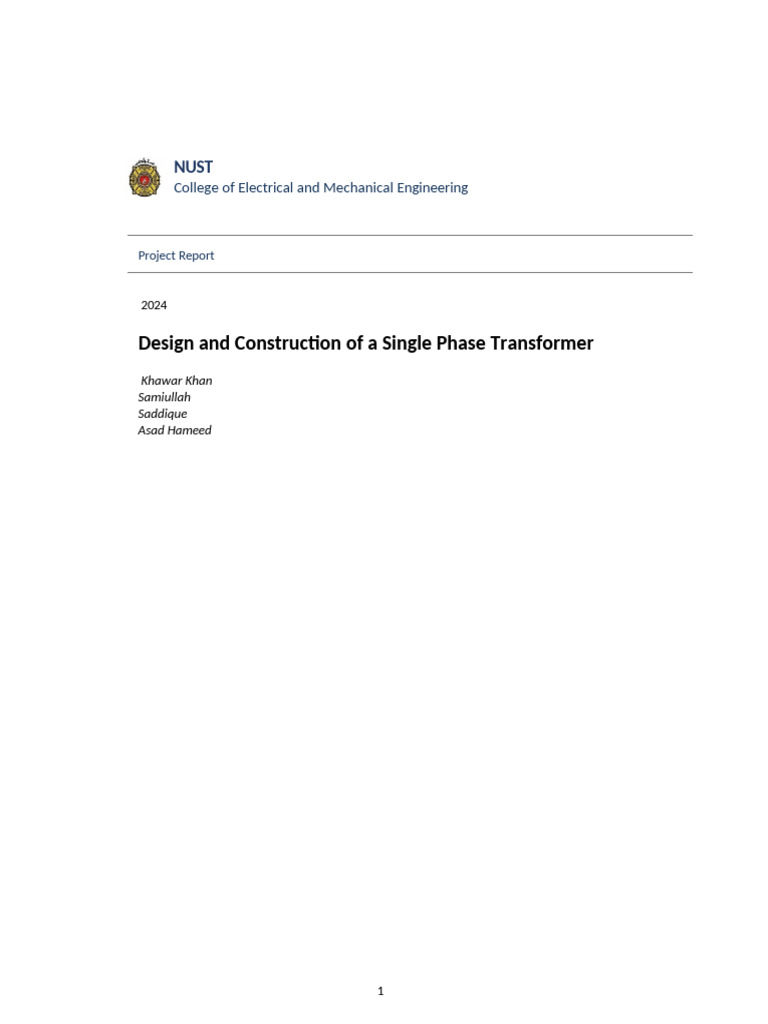 Single Phase Transformer Project Report | PDF