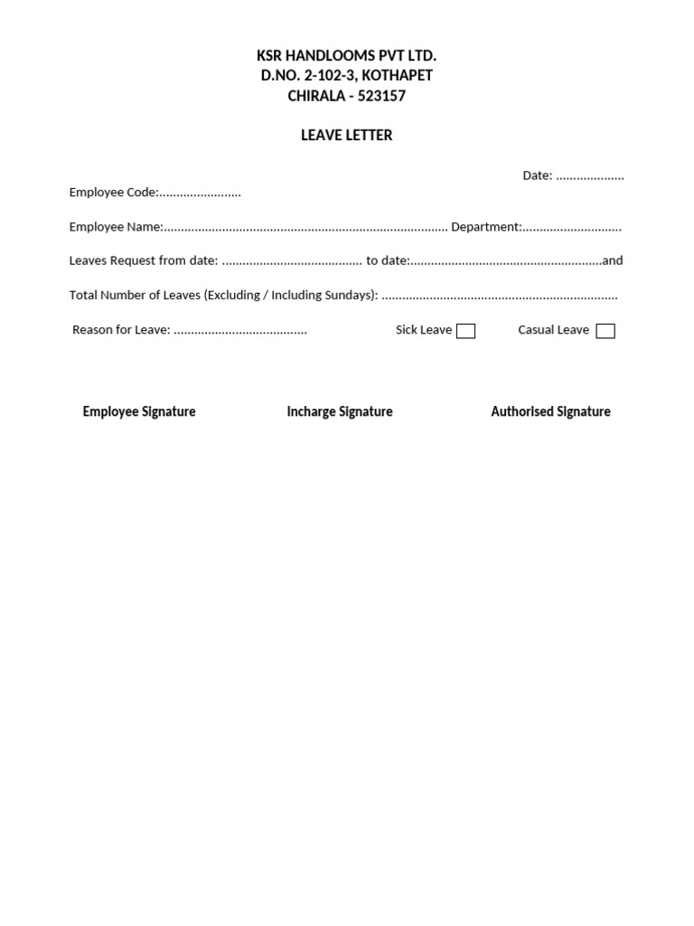 Leave Request Form Template | PDF