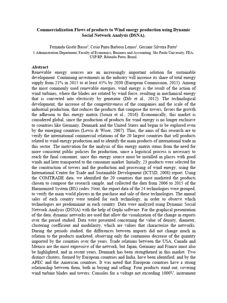 Wind Energy Trade Analysis Using DSNA | PDF | Wind Power | Energy ...